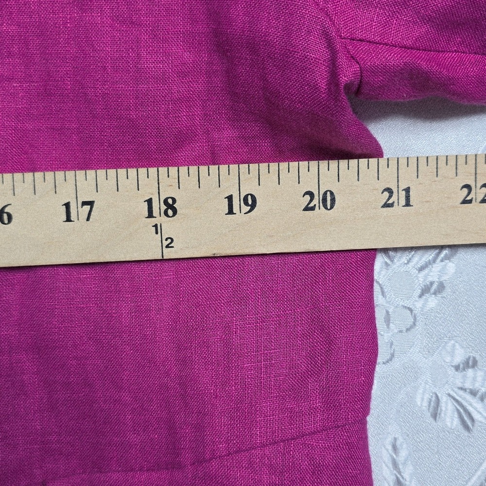 Comtesse Linen Open Front Kimono Jacket Size‎ 1 Magenta Pleated Made in Israel - Picture 6 of 10